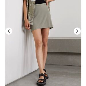 Anine Bing Elise Khaki Green Jersey Mini Skirt XS